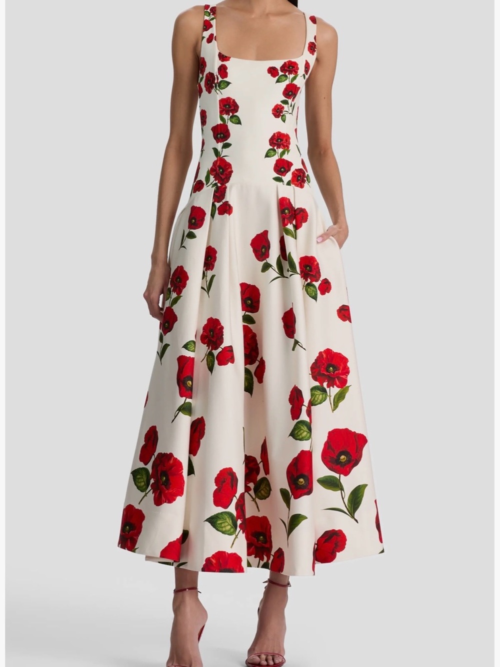 Alice + Olivia Adley Floral Midi Dress In Summer Poppy size 2 NWT - Picture 3 of 16